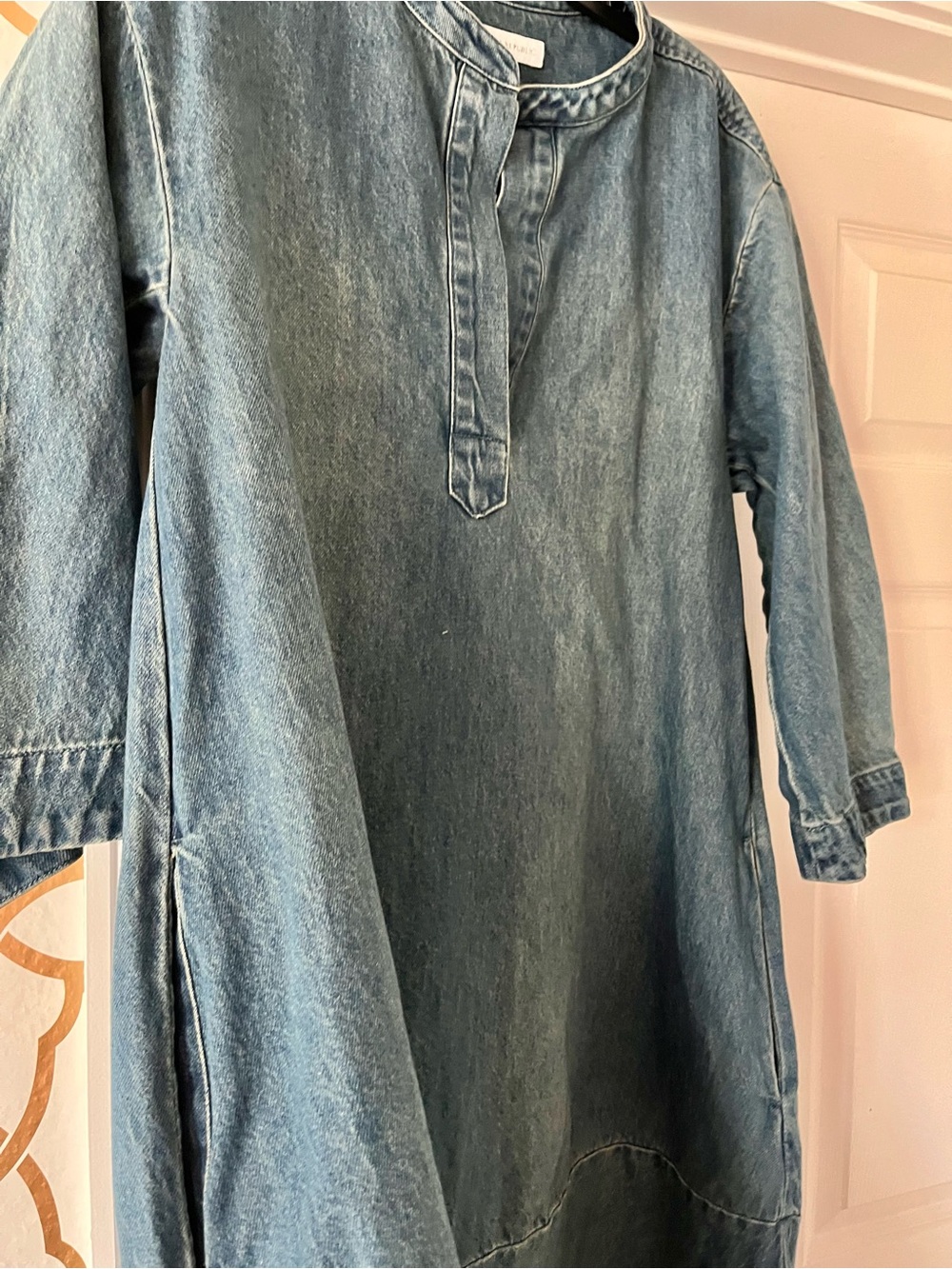 Banana Republic POP ON Washed Blue Denim A-Line Maxi Dress NEW! $180 !!SOLD OUT - Picture 4 of 5